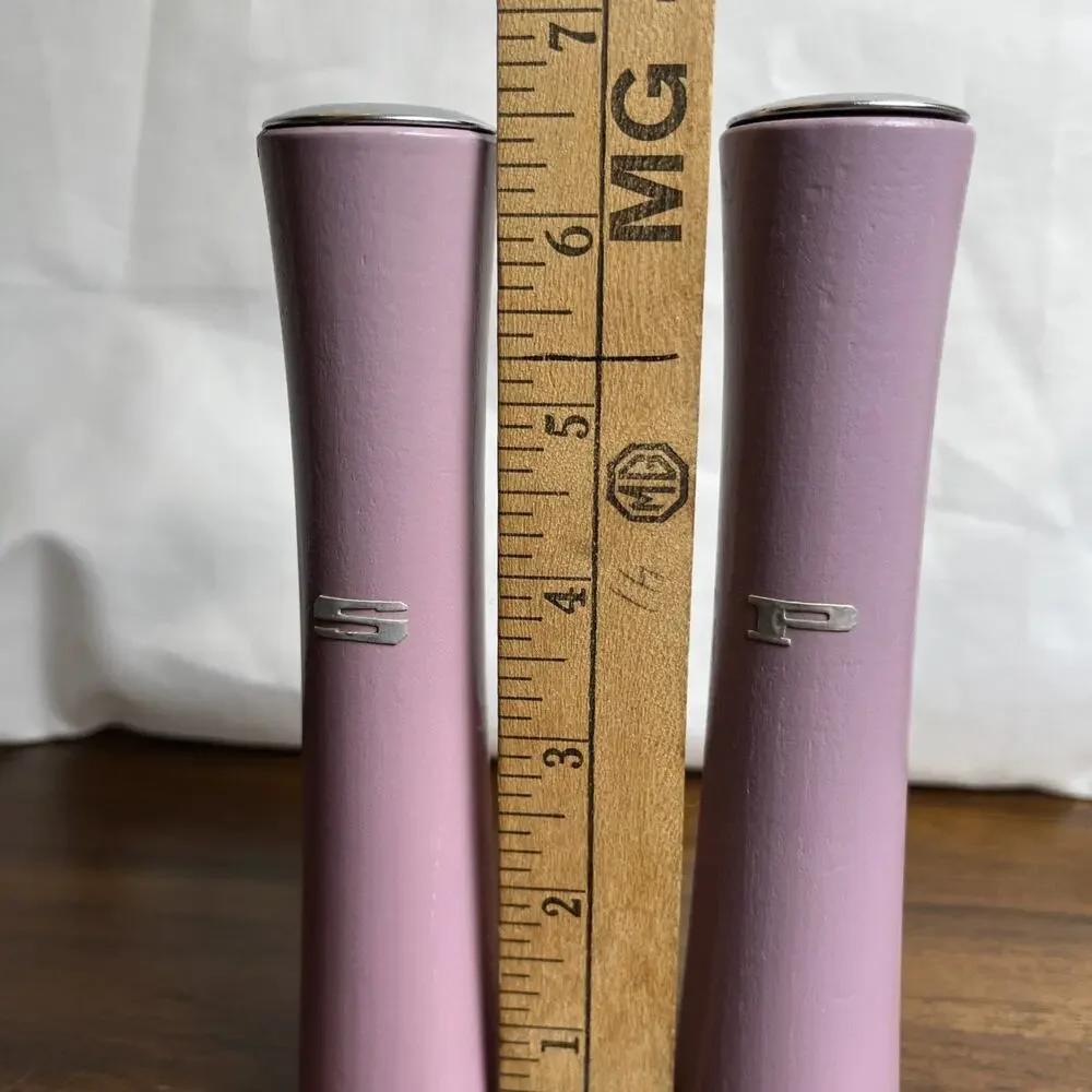 Vintage MCM Simple Lilac Purple Tapered Wood Salt & Pepper Shaker Set Japan 6.5
